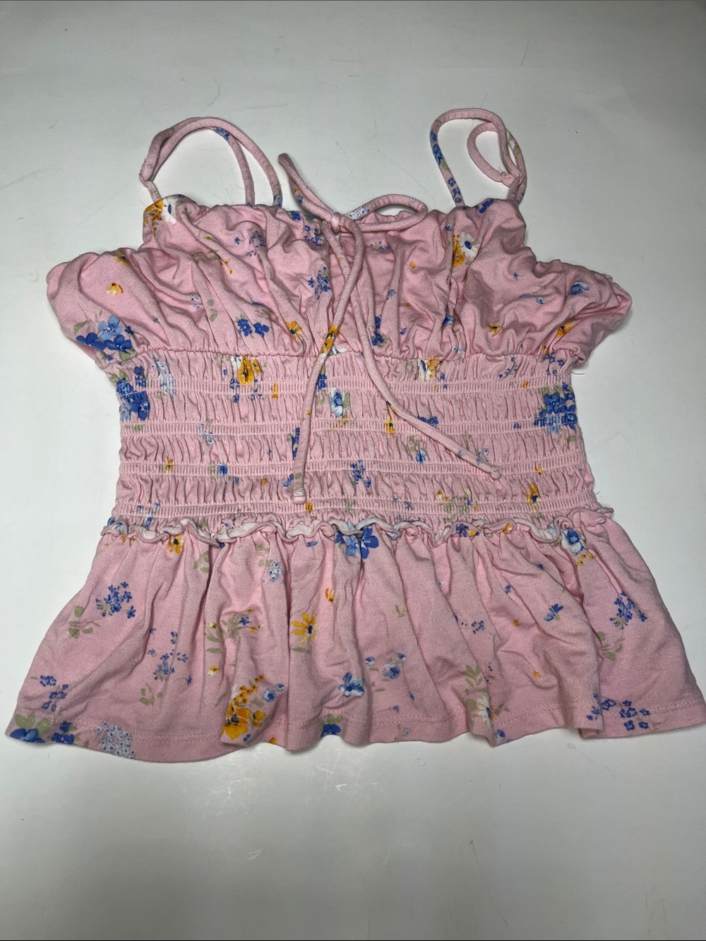 Forever 21 Pink Floral Smocked Peplum Camisole